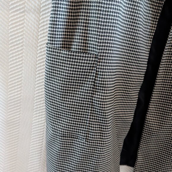 Zara Long Houndstooth Vest Pockets Belt Loops Size Large - Picture 8 of 11